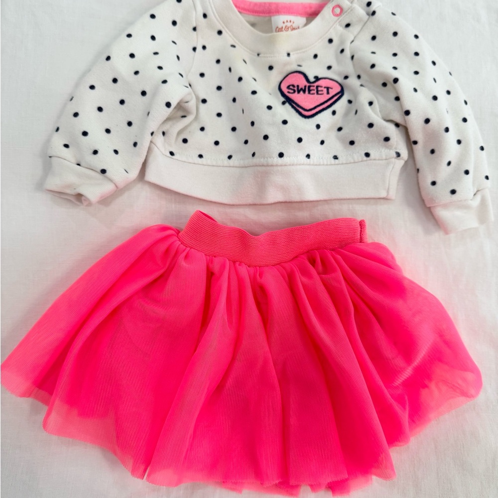 Cat & Jack Polka Dot Sweatshirt and Pink Tutu Set
